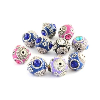 Mini espaciador suelto 15~16 mm 10 piezas cuentas redondas Indonesia núcleos de aleación dobles Foto 1 de 2