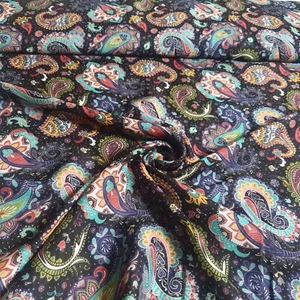 Seide mit Viskose Bekleidung Hochwertig Kleiderstoff Blumen Oriental Paisley - Bild 1 von 3