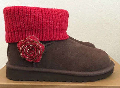 Botas UGG Invierno Southern Belle Marrón Rojo Mini Calce Para Mujer 6 Niños Niñas Jóvenes 4 Foto 1 de 4