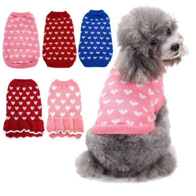 Small Pet Dog Warm Jumper Sweater Clothes Puppy Cat Knitwear Winter Knitted Coa↔ - Image 1 of 4