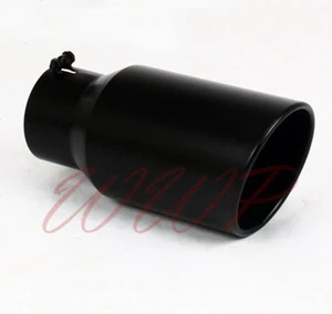 Punta de escape de extremo de rollo de acero inoxidable negro de 3,50"" entrada 4"" salida 12"" de largo - Imagen 1 de 2