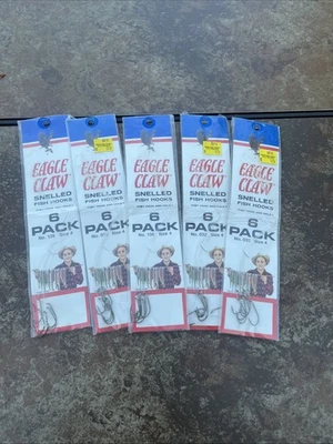 29 Snelled Eagle Claw Bait Holder Fishing Hooks Size 4 (5 packs) NEW - Image 1 of 4