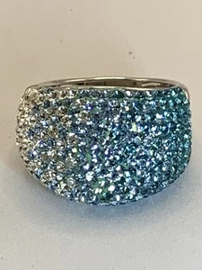 925 N Silber Ring blau bis klar Pave Stil funkelnd Glitzer Thailand - Bild 1 von 14