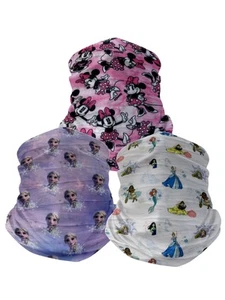 Girls Disney Neck Face Cover 3-Pack Gaiters Minnie Elsa Princesses Mulan - Picture 1 of 8
