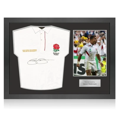 Camiseta de rugby de Inglaterra firmada por Jason Robinson. Marco Icon Foto 1 de 4