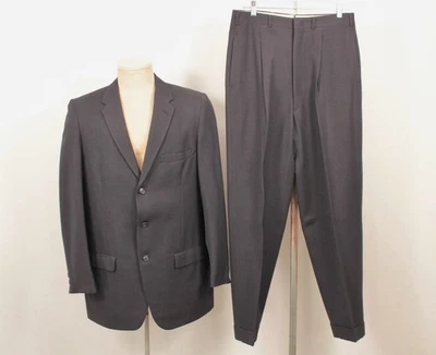 Men's VTG 50s Navy Blue 3 Button Wool Suit Sz M 1950s 2 PC Drop Loop Pants - Image 1 of 4