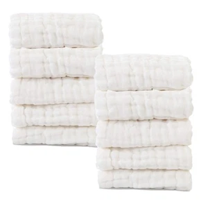 Baby Muslin Washcloths- Natural Cotton Wipes - Soft Newborn Face Towel for Se... - Picture 1 of 8