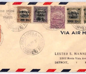 BRAZIL First *NYRBA* Flight Air Mail Cover Detroit Michigan 1930 {samwells}YV49 - Picture 1 of 12