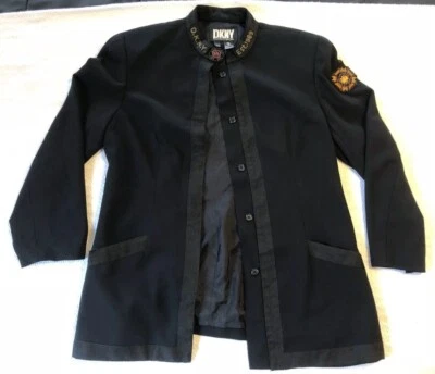 DKNY Victorian Mourning Military Jacket Priest Crosses Gothic Boho Distressed - Image 1 of 4