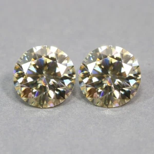 ¡Impresionante 1,93 CT (6x6 mm)! Par de moissanita amarillo dorado excelente corte redondo - Imagen 1 de 8