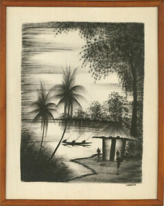 Evariste - 20th Century India Ink, Tropical River