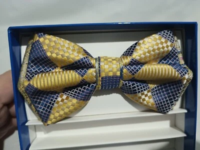 NUEVA Pajarita Pino Baldino Estampado Geométrico Azul Y Amarillo Foto 1 de 4