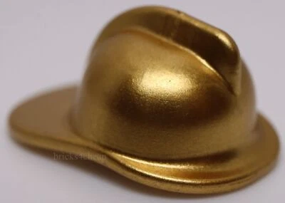 Lego 2x Metallic Gold Minifigure Headgear Fire Helmet Fire Fighter - Image 1 of 4