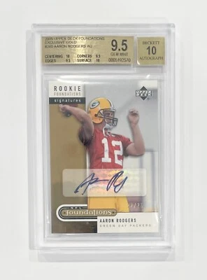 Aaron Rodgers 2005 UD Foundations Exclusive Gold Auto /25 BGS 9.5/10 Rookie RC - Image 1 of 2