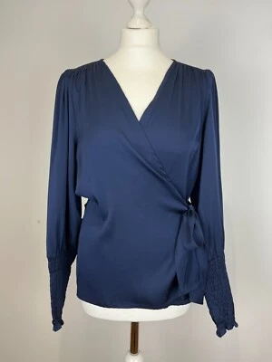 Nouvelle Silk95Five Cortina Wrap Top - Navy Blue X-Large RRP£200 - Image 1 of 4