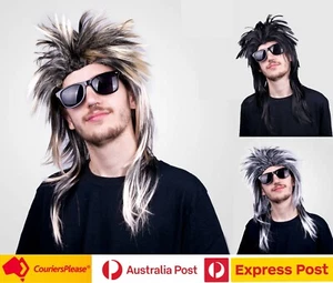 Punk Mullet Wig RockStar Spiky Carnival Party Wig Dress Up 70s 80s Three Colours - Picture 1 of 4