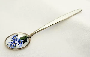 David Andersen Sterling Silver Demi Spoon Enameled Forget Me Not Flowers 3 3/4" - Picture 1 of 6