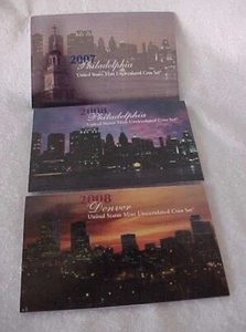 2007 – 2008 PHILADELPHIA & DENVER U.S. UNCIRCULATED MINT 3 SETS COA 42 COINS - Picture 1 of 23