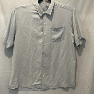 Tommy Bahama Men’s Size L  100% Silk Short Sleeve Shirt light blue - Picture 1 of 8