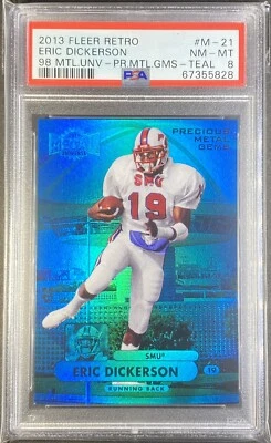 2013 FLEER RETRO ERIC DICKERSON PRECIOUS METAL GEM PMG TEAL /50 PSA 8 - Image 1 of 3
