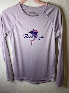 Reel Life Shirt Womens Sz Medium M Purple Long Sleeve fishing shirt M113 - Picture 1 of 4