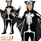Bat Skeleton Kids Fancy Dress Gothic Halloween Animal Boys Girls Costume Outfit