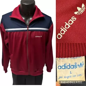 Vtg 80’s Adidas Maroon Blue TRIFOLD LOGO Streetwear Windbreaker TRACK Jacket L - Picture 1 of 11