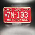 Vintage 1977 Springfield Missouri Motorcycle License Plate Sticker Tag