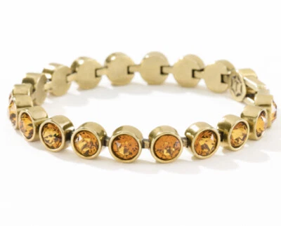 💎Pulsera de cristal de piedra táctil ámbar claro latón oxidado enchapado 7 1/4” nueva Foto 1 de 4