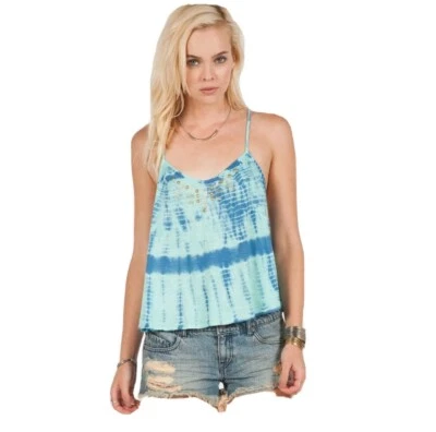 NWT VOLCOM DAINTY BABE TANK TOP COASTAL BLUE 8CAMI SMALL code L156 - Image 1 of 3