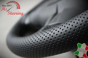 FOR RANGE ROVER L322 BLACK PERF LEATHER STEERING WHEEL COVER BLACK STIT - Picture 1 of 5