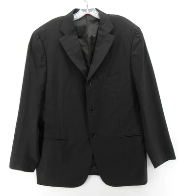 Isaia Napoli Sport Coat Men 44 Black Blazer Wool Super 120s Jacket Pinstripes * - Image 1 of 4