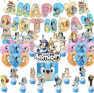 Bluey Birthday Party Supplies 39pcs-Banner Balloons Cake Toppers Kids Party - Picture 1 of 10