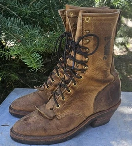 Chippewa EE. UU.🇺🇸 Hombres Cuero Marrón Vaquero Occidental Botas de Trabajo 79405 Talla 8D - Imagen 1 de 14