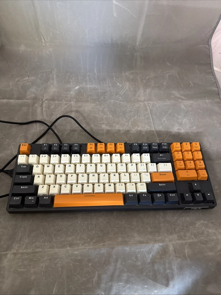 HAVIT KB487L Mechanical PC Keyboard Red Switch 89 Keys  (Black/Orange/White) - Image 1 of 4