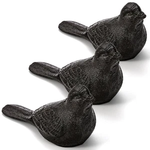 Paquete de 3 tapones de puerta de hierro fundido, tope de puerta decorativo, pájaro rústico de alta resistencia D... - Imagen 1 de 7