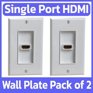 4 Pack HDMI Wall Plate A/V Single Port Face Plate 4-in HDMI Cable Coupler White - Afbeelding 1 van 6