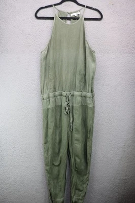 Young, Fabulous, & Broke 橄榄绿色吊带式连身裤 - 大号亚麻混纺 — 第 1/4 张图片