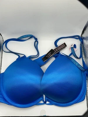 Sutiã Victoria's Secret Shine Strap Bombshell Push Up Azul - Imagem 1 de 3