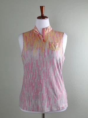 Blusa atlética de golfe JAMIE SADOCK US$ 95 estampa listrada elástica tamanho grande - Imagem 1 de 4