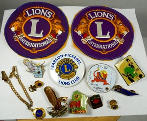 vintage mixed lot Lions Club International pins buttons patches fraternal - Imagen 1 de 15
