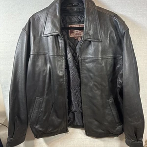 American Classics Men’s Size Large Black Leather Bonnet Coat  - Picture 1 of 7