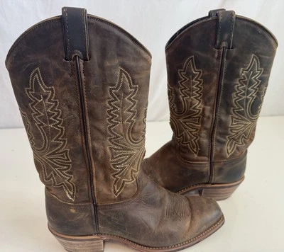 Botas vaqueras occidentales Abilene de cuero marrón bordadas para mujer talla 7,5 EE. UU. Foto 1 de 4