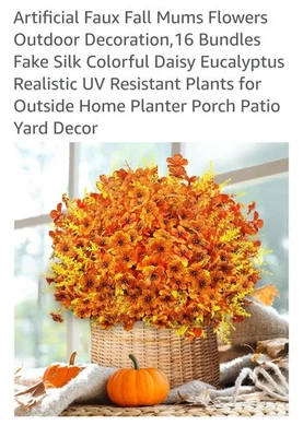 Flores artificiales de otoño AXYLEX - 16 paquetes de plantas falsas UV... Foto 1 de 4