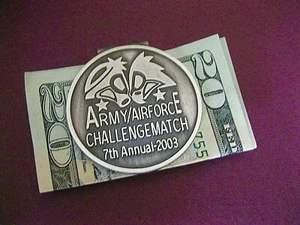 GOLF LOGOED MONEY CLIPS "ARMY/AIRFORCE CHALLENGE MATCH" 2003 MADE IN USA-NEW - Picture 1 of 5