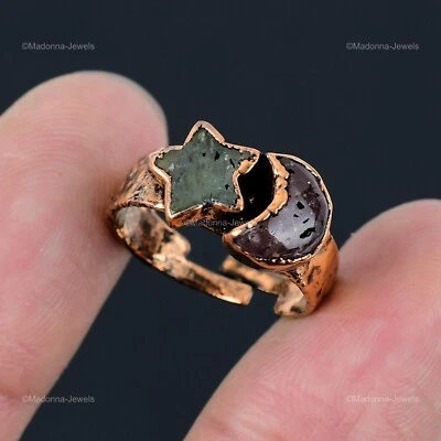 Anillo Hermana Electroformado Cobre Fresa Cuarzo Piedra Vasonita Declaración Nuevo Foto 1 de 4