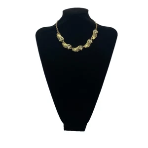 Collana MCM Art Nouveau stile ondulato glamour tono oro perle finte 15 1/2” LEGGI - Foto 1 di 23