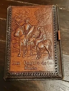 Don Quixote de la Mancha Hand Tooled Leather Note Pad & Pen Holder VTG Vintage  - Picture 1 of 11