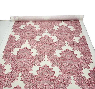 DURALEE MARIS ROSE PINK LARGE FLORAL TRELLIS 100% LINEN FABRIC BY YARD 54"W - Image 1 of 4