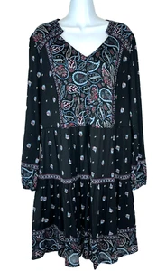Vestido para mujer Style & Co. negro rojo azul boho cuello en V totalmente forrado talla XL - Imagen 1 de 11
